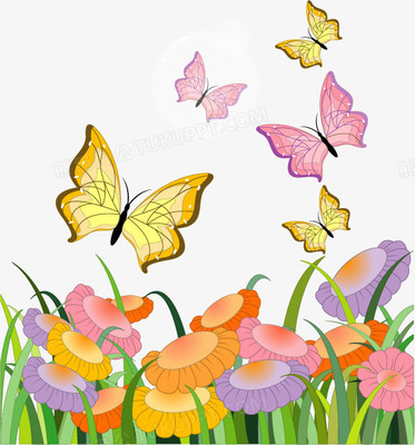 花卉与蝴蝶矢量图